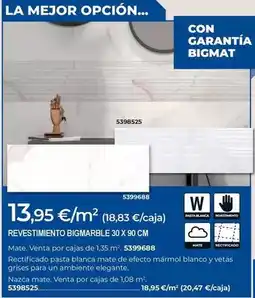 BigMat Blanco - revestimiento bigmarble 30 x 90 cm oferta