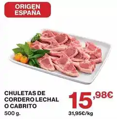 El Corte Inglés Origen - chuletas de cordero lechal o cabrito oferta