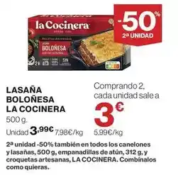 El Corte Inglés La cocinera - lasana bolonesa oferta