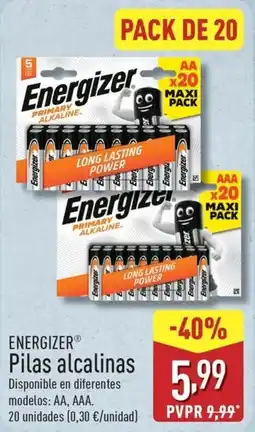 ALDI ENERGIZER Pilas alcalinas oferta