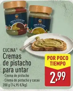 ALDI CUCINA Cremas de pistacho para untar oferta