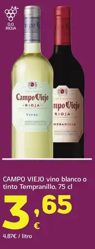 HiperDino CAMPO VIEJO vino blanco o tinto Tempranillo oferta