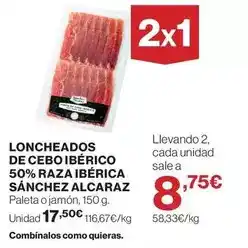 El Corte Inglés Sánchez alcaraz - loncheados de cebo iberico 50% raza iberica oferta