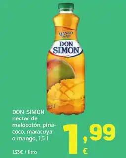 HiperDino DON SIMÓN néctar de melocotón, piña- coco, maracuyá o mango, oferta