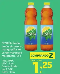 HiperDino NESTÉA limón, limón sin azúcar, mango-piña, té verde-maracuyá melocotón oferta