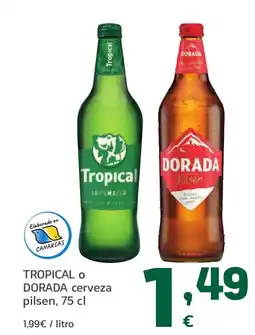 HiperDino TROPICAL O DORADA cerveza pilsen oferta