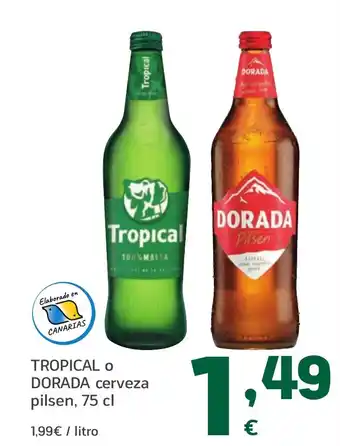 HiperDino TROPICAL O DORADA cerveza pilsen oferta