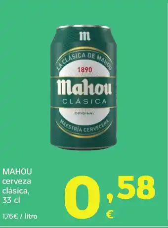 HiperDino MAHOU cerveza clásica oferta