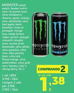 HiperDino MONSTER rehab peach, landon norris zero, rio punch juice oferta