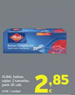 HiperDino ALBAL bolsas ziploc 2 tamaños oferta