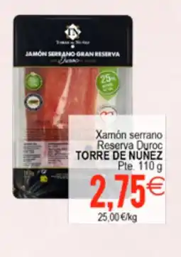 Plenus Supermercados TORRE DE NUNEZ Xamón serrano Reserva Duroc oferta