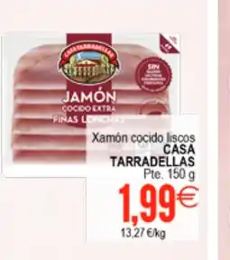 Plenus Supermercados CASA TARRADELLAS Xamón cocido liscos oferta