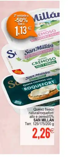 Plenus Supermercados SAN MILLAN Queixo fresco natural/roquefort/ allo e perexil/0% oferta