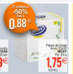 Plenus Supermercados NICKY Panos de mesa limón 33x33 oferta