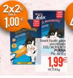 Plenus Supermercados PURINA Snack liquido gatos polo/salmón delimi moments oferta