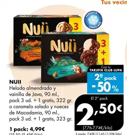 Supermercados Lupa NUII Helado almendrado y vainilla de Java oferta