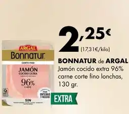 Supermercados Lupa BONNATUR de ARGAL Jamón cocido extra 96% carne corte fino lonchas oferta