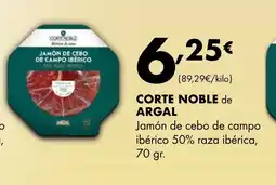 Supermercados Lupa CORTE NOBLE de ARGAL Jamón de cebo de campo ibérico 50% raza ibérica oferta