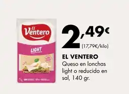 Supermercados Lupa EL VENTERO Queso en lonchas light o reducido en sal oferta
