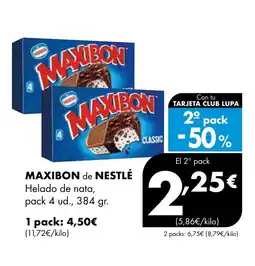 Supermercados Lupa MAXIBON de NESTLÉ Helado de nata oferta
