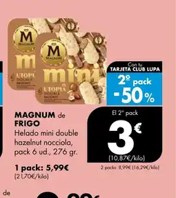 Supermercados Lupa MAGNUM de FRIGO Helado mini double hazelnut nocciola oferta
