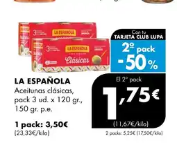 Supermercados Lupa LA ESPAÑOLA Aceitunas clásicas oferta