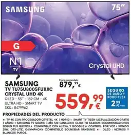 Worten SAMSUNG Tv tu75u8005fuxxc crystal uhd 4k oferta
