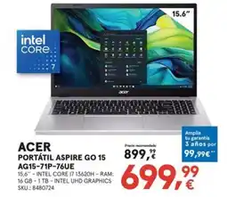 Worten ACER Portátil aspire go 15 ag15-71p-76ue oferta