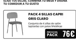Atrapamuebles Capri - pack 4 sillas gris claro oferta