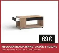 Atrapamuebles Mesa centro mayenne 1 cajon y ruedas oferta