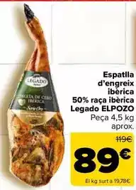 Carrefour Market Legado elpozo - espatlla d'engreix iberica 50% raca iberica oferta