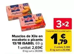 Carrefour Market Isabel - musclos de xile en escabetx o picants 13/18 oferta