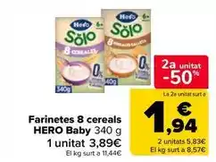 Carrefour Market Hero - farinetes 8 cereals baby oferta