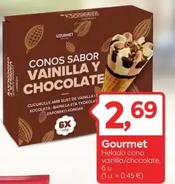 Suma Supermercados GOURMET Helado cono vainilla/chocolate, oferta