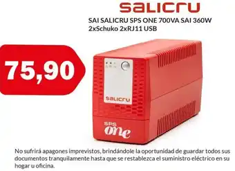 SALICRU Sai salicru sps one 700va sai 360w 2xschuko 2xrj11 usb