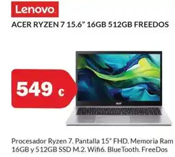 Microsshop ACER Ryzen 7 15.6" 16gb 512gb freedos oferta