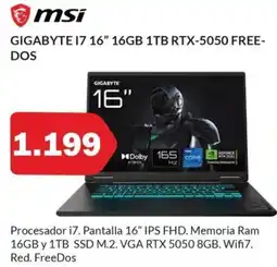 Microsshop MSI Gigabyte 17 16" 16gb 1tb rtx-5050 free- oferta