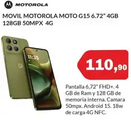 Microsshop MOTOROLA Movil moto g15 6.72" 4gb 128gb 50mpx 4g oferta