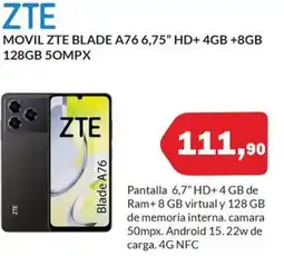 Microsshop ZTE Movil blade a76 6,75" hd+ 4gb +8gb 128gb 50mpx oferta