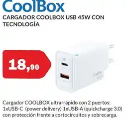 Microsshop COOLBOX Cargador usb 45w con tecnología oferta