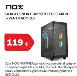 Microsshop NOX Caja atx hummer ether argb 3xventiladores oferta