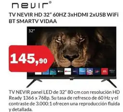 Microsshop NEVIR Tv hd 32" 60hz 3xhdmi 2xusb wifi bt smartv vidaa oferta