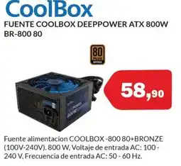 Microsshop COOLBOX Fuente deeppower atx 800w br-800.80 oferta