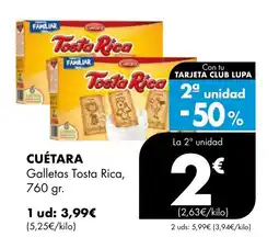 Supermercados Lupa CUÉTARA Galletas Tosta Rica oferta