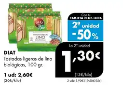 Supermercados Lupa DIAT Tostadas ligeras de lino biológicas oferta