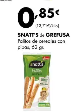 Supermercados Lupa SNATT'S de GREFUSA Palitos de cereales con pipas oferta