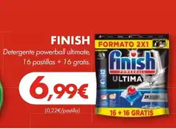 Supermercados Lupa FINISH Detergente powerball ultimate, 16 pastillas +16 gratis oferta