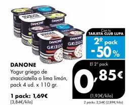 Supermercados Lupa DANONE Yogur griego de stracciatella o lima limón oferta