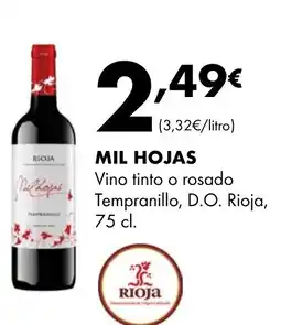 Supermercados Lupa MIL HOJAS Vino tinto o rosado Tempranillo, D.O. Rioja oferta