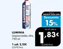 Supermercados Lupa LUMINIA Limpiacristales ultra oferta